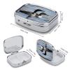 Loon Birds Pill Box Small Pill Organizer with 2 Compartments and Mirror Portable Travel Metal Pillcase for Pocket Or Purse, Privacy-Protecting Medicine Box view 2