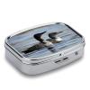 Loon Birds Pill Box Small Pill Organizer with 2 Compartments and Mirror Portable Travel Metal Pillcase for Pocket Or Purse, Privacy-Protecting Medicine Box view 3