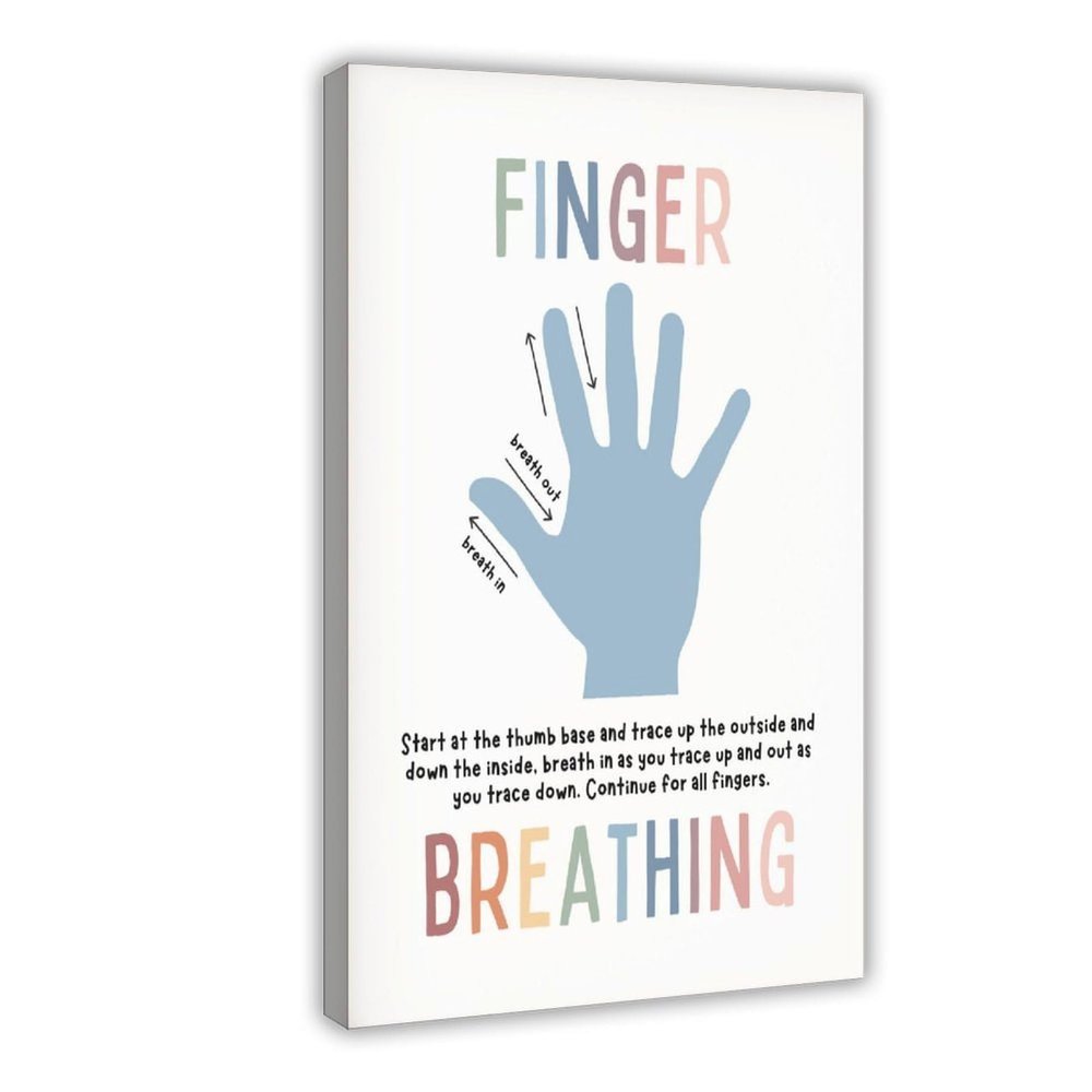 5 Finger Tracking Breathing Exercises, Hand Breathing Grounding Techniques, Mindfulness Anxiety Coping Techniques, Calm Corner Canvas Poster Wall Art Prints Room Aesthetic Murals Bedroom And Living D