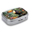 Toucan in The Rainforest Pill Box Small Pill Organizer with 2 Compartments and Mirror Portable Travel Metal Pillcase for Pocket Or Purse, Privacy-Protecting Medicine Box view 3
