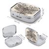 Hand Drawn Floral Dragonfly Pill Box Small Pill Organizer with 2 Compartments and Mirror Portable Travel Metal Pillcase for Pocket Or Purse, Privacy-Protecting Medicine Box view 2