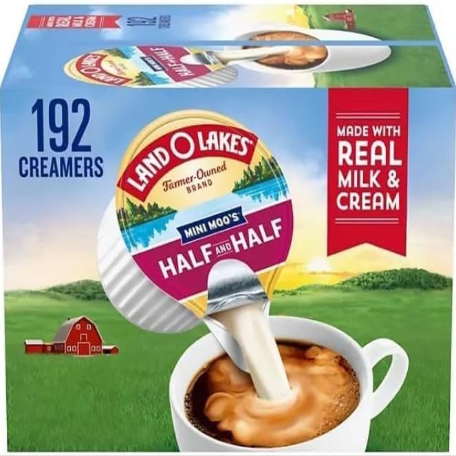 Land Lakes Creamer Coffee Creamer Half & Half Creamer Singles, 192 Count.