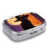 Black Cat with Witch Hat for Halloween Pill Box Small Pill Organizer with 2 Compartments and Mirror Portable Travel Metal Pillcase for Pocket Or Purse, Privacy-Protecting Medicine Box view 3