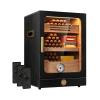 Acentesoft Cigar Humidor, Desktop Cigar Cabinet with Built-in LED Light, Spanish Cedar Wood Lining for 100-150 Cigars, Large Storage Box with Accessory Drawer, Black view 1