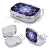Mandala Celestial Pill Box Small Pill Organizer with 2 Compartments and Mirror Portable Travel Metal Pillcase for Pocket Or Purse, Privacy-Protecting Medicine Box view 2