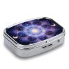 Mandala Celestial Pill Box Small Pill Organizer with 2 Compartments and Mirror Portable Travel Metal Pillcase for Pocket Or Purse, Privacy-Protecting Medicine Box view 3