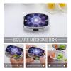 Mandala Celestial Pill Box Small Pill Organizer with 2 Compartments and Mirror Portable Travel Metal Pillcase for Pocket Or Purse, Privacy-Protecting Medicine Box view 4