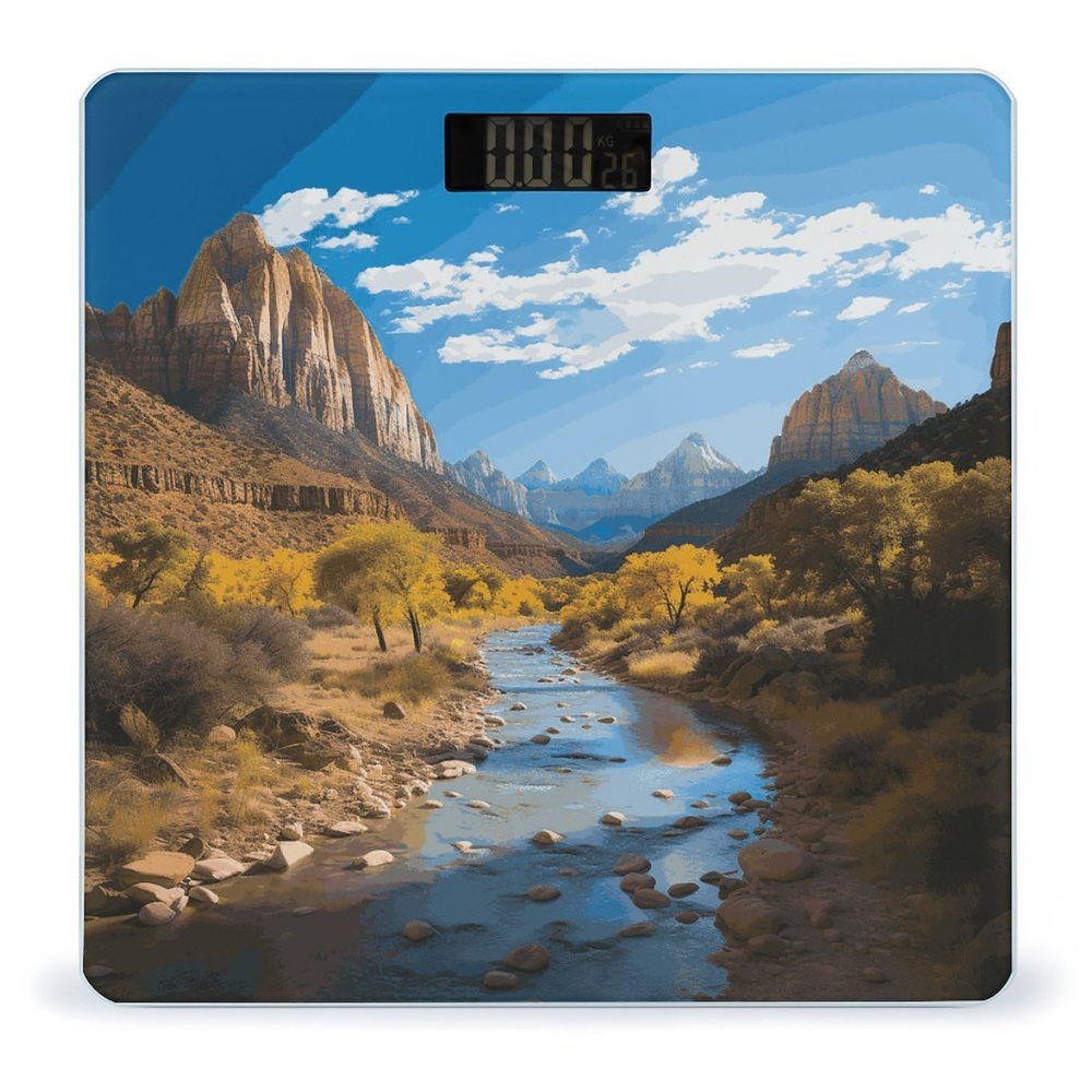 Zion National Park Digital Scale for Body Weight - Accurate Digital Bathroom Scale with High-Precision Sensors, Large Easy-to-Read Backlit Display, 400 Lb Capacity, Safe Rounded Corners
