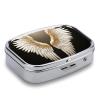 Angel Wing Pill Box Small Pill Organizer with 2 Compartments and Mirror Portable Travel Metal Pillcase for Pocket Or Purse, Privacy-Protecting Medicine Box view 3