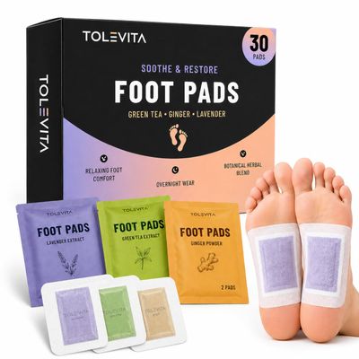 TOLEVITA Pads - 30 Foot Pads per Pack with Wood Vinegar, Bamboo Vinegar, Tourmaline & Natural Extracts - 3 Aromas: Green Tea, Ginger & Lavender - Relaxation, Circulation & Daily Wellness