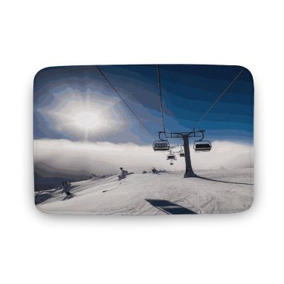 ADFGYERH Ski Lift at Sunshine Bath Mat Washable,Bathroom Rug Non Slip Coral Velvet,Area Rug for Bathroom Floor, Tub and Shower, Home Decor Accessories 19.7"x31.5"