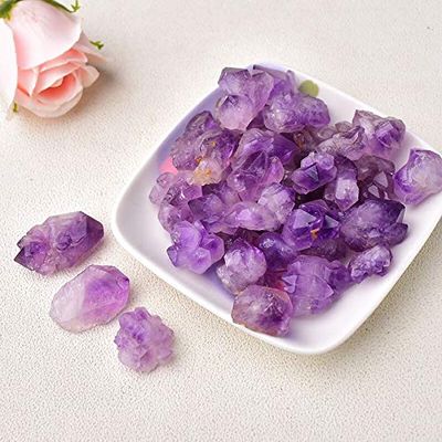 Raw Crystals Stone Minerals Amethyst Rose Quartz Irregular Shape Rough Rock Aquarium Decoration Ornaments (Color : Cluster, Size 100g) Gemstone Stone