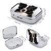 Border Collie Pill Box Small Pill Organizer with 2 Compartments and Mirror Portable Travel Metal Pillcase for Pocket Or Purse, Privacy-Protecting Medicine Box view 2