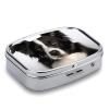 Border Collie Pill Box Small Pill Organizer with 2 Compartments and Mirror Portable Travel Metal Pillcase for Pocket Or Purse, Privacy-Protecting Medicine Box view 3