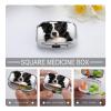 Border Collie Pill Box Small Pill Organizer with 2 Compartments and Mirror Portable Travel Metal Pillcase for Pocket Or Purse, Privacy-Protecting Medicine Box view 4