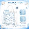Culudea 24 Pcs Summer Ocean Clear Gift Bags with Handles Blue Coastal Reusable Party Favors Bags with Ribbon Beach Seashell Goodie Treat Bag Bulk Summer Birthday Party Supplies Favors 8x8x3.15 Inch view 2