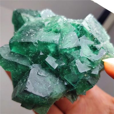 Crystal Stone Unpolished Green Fluorite Rough Rock Oblique Cube Cluster Crystals Decor Ornaments (Size : 300g) Gemstone Stone