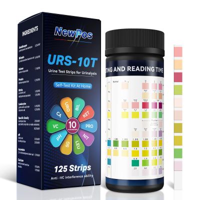 NewPos Urine Test Strips for Urinalysis: 10-in-1 125 CT Urinalysis Test Strips Full Panel for UTI Nitrite Leukocytes pH Protein Kidney & Liver Function at Home (125)