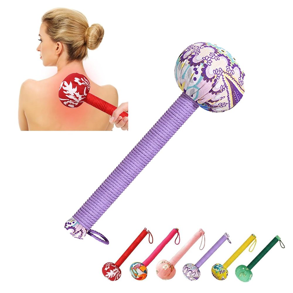 Massage Hammer, Lymphatic Detox Massage Stick, Handmade Mugwort Massage Hammer, Suitable for Relieving Pain in the Neck, Legs, Calves, Lower Back, and Back Purple