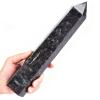 AMOYSTONE Large Astrophyllite Stone Wand Healing Crystal Obelisk Black Fireworks Stone Tower 6 Faceted Column Reiki Chakra Meditation Therapy 4.4-4.8 LBS view 2