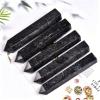 AMOYSTONE Large Astrophyllite Stone Wand Healing Crystal Obelisk Black Fireworks Stone Tower 6 Faceted Column Reiki Chakra Meditation Therapy 4.4-4.8 LBS view 4