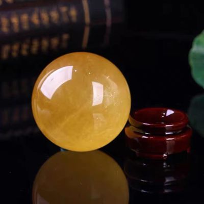 Yellow Calcite Quartz Crystal Sphere,Large Ball with Stand, Stone Decorative Orb Sculpture Figurine for Home Decor Gift,18cm