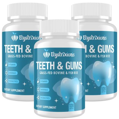 Elystrixionis Gum Restore, Gum Repair for Receding Gums Oral Health Formula with 3B CFU Oral Probiotics, Calcium & Phosphorus, Vitamins D3, K2 & C