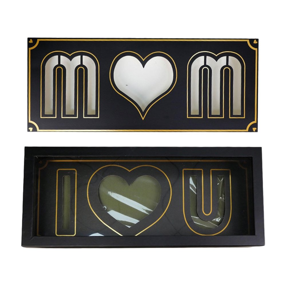 Miaomiaoco Mom Letter Shaped Empty Flower Box Flower Gift Box Flower Arrangement Cardboard Fillable Souvenir Gift Box for Valentines, Black