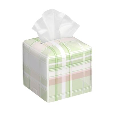 Pastel Green Plaid Pattern Fabric Leather Tissue Box Cover for Home Coffee Table Car Decorative