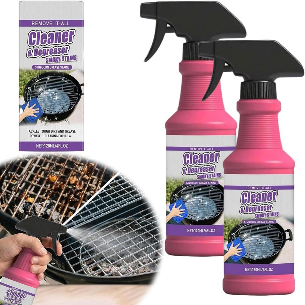 2026 Fast Acting Heavy Duty Grill Degreaser Spray, 120ml BBQ Cleaner and Degreaser Heavy Duty Grill Cleaner Spray for Outdoor Grill, Multi-Functional Grease Remover for Kitchen & Oven (2)