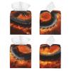 Dragon Engulfed in Fiery, Swirling Flames Leather Tissue Box Cover for Home Coffee Table Car Decorative view 2