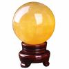 Citrine Quartz Crystal Sphere with Wooden Stand, Yellow Calcite Ball Scrying for Home Table Glass Orb Decorative Balls,190mm/7.5in view 1