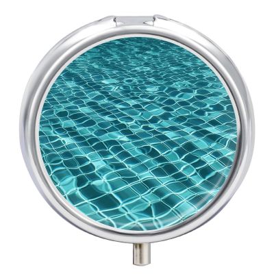 Round Pill Box Swimming Pool Water Pill Case 3 Compartment Medicine Pill Organizer for Purse & Pocket Portable Travel Pillbox Medicine Vitamin Cod Liver Oil Storage Box Organizer