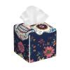 Vibrant Floral Da De Los Muertos Skull Leather Tissue Box Cover for Home Coffee Table Car Decorative view 1