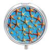 Round Pill Box Blue Background with Many Starfish Pill Case 3 Compartment Medicine Pill Organizer for Purse & Pocket Portable Travel Pillbox Medicine Vitamin Cod Liver Oil Storage Box Organizer view 1