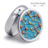 Round Pill Box Blue Background with Many Starfish Pill Case 3 Compartment Medicine Pill Organizer for Purse & Pocket Portable Travel Pillbox Medicine Vitamin Cod Liver Oil Storage Box Organizer view 2