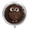 Round Pill Box Coffee Bean Owl Pill Case 3 Compartment Medicine Pill Organizer for Purse & Pocket Portable Travel Pillbox Medicine Vitamin Cod Liver Oil Storage Box Organizer view 1