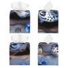 Cute Snow Leopard Peeking Out Flowers Leather Tissue Box Cover for Home Coffee Table Car Decorative view 2
