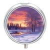Round Pill Box Winter Landscape Pill Case 3 Compartment Medicine Pill Organizer for Purse & Pocket Portable Travel Pillbox Medicine Vitamin Cod Liver Oil Storage Box Organizer view 1