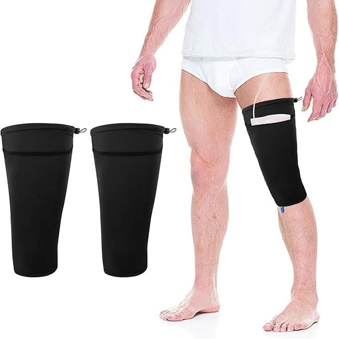 KZZAAO Catheter Leg Bag Holder, Fabric Catheter Sleeves Urine Leg Bag Holder - Adjustable Urinary Drainage Bag Stay in Place Urine Bags,M