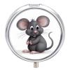 Round Pill Box Grey Rat Pill Case 3 Compartment Medicine Pill Organizer for Purse & Pocket Portable Travel Pillbox Medicine Vitamin Cod Liver Oil Storage Box Organizer view 1
