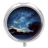 Round Pill Box Night Sky with Trees Pill Case 3 Compartment Medicine Pill Organizer for Purse & Pocket Portable Travel Pillbox Medicine Vitamin Cod Liver Oil Storage Box Organizer