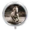 Round Pill Box Horse Running by The Water Pill Case 3 Compartment Medicine Pill Organizer for Purse & Pocket Portable Travel Pillbox Medicine Vitamin Cod Liver Oil Storage Box Organizer