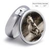 Round Pill Box Horse Running by The Water Pill Case 3 Compartment Medicine Pill Organizer for Purse & Pocket Portable Travel Pillbox Medicine Vitamin Cod Liver Oil Storage Box Organizer view 2