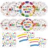 Skybooly 144 Pcs 48 Guests Happy Birthday Party Plates and Napkins Rainbow Dot Scalloped Paper Plates Napkins Disposable Tableware for Birthday Camping Summer Baby Shower Banquet Tea Party Supplies view 1