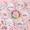 Skybooly 144 Pcs 48 Guests Happy Birthday Party Plates and Napkins Rainbow Dot Scalloped Paper Plates Napkins Disposable Tableware for Birthday Camping Summer Baby Shower Banquet Tea Party Supplies view 3