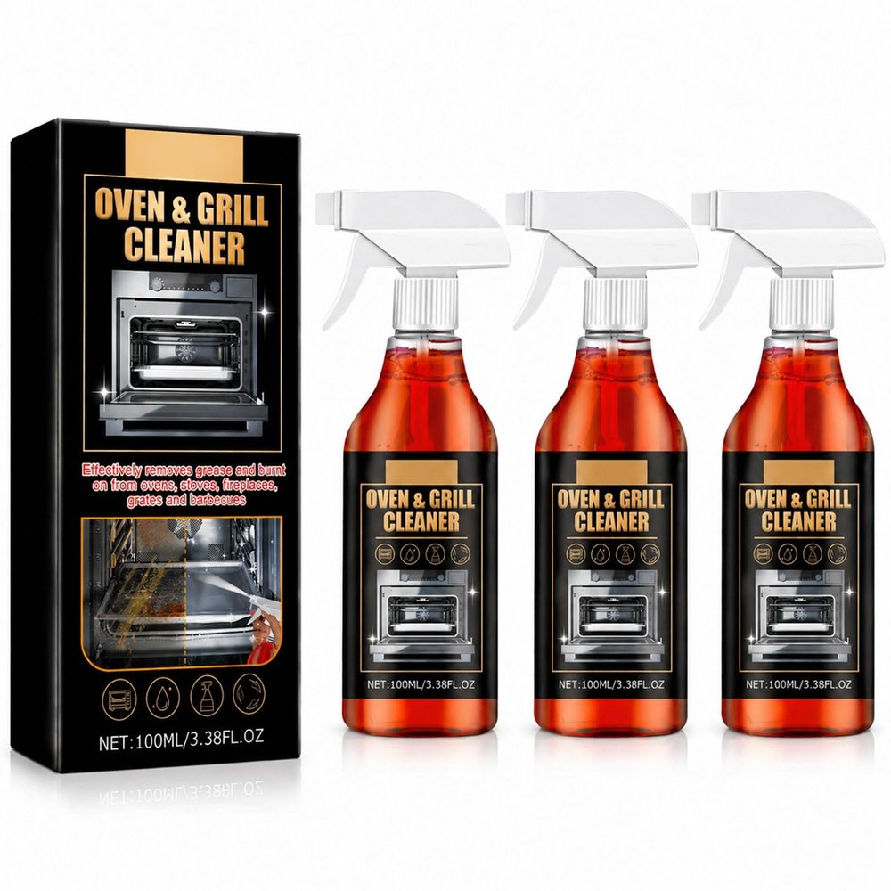 MKOXPO Oven & Grill Cleaner Spray, Heavy Duty Degreaser for Stove, BBQ & Kitchen Surfaces, Fast Acting Grease Remover, Non-Streak Formula for Oven, Grill Grates, Stovetop & Countertops (3pcs)