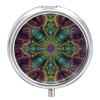 Round Pill Box Fractal Art Pill Case 3 Compartment Medicine Pill Organizer for Purse & Pocket Portable Travel Pillbox Medicine Vitamin Cod Liver Oil Storage Box Organizer view 1