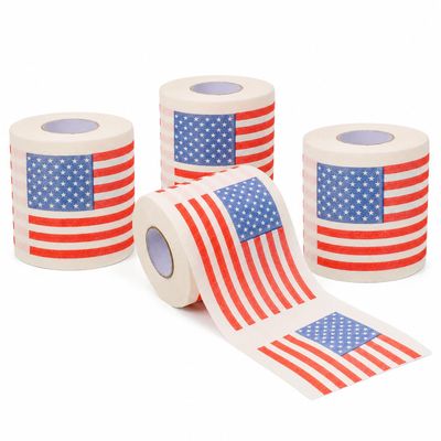 Housoutil 4 Rolls American Flag Toilet Paper, USA Flag Printed Bathroom Tissue Rolls, Funny Patriotic Usa Decor for 4th of July Patriotic Home, Holiday, And 2026 Football Matches Event Use