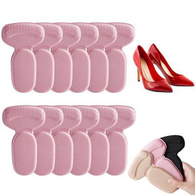 12 PCS Anti-Slip Heel Liners Soft Cushion Heel Protector Pads for Women Men Shoes,Improved Shoe Fit and Comfort,Stop Heel Slip and Blister Pink (Pink-6 Pairs)
